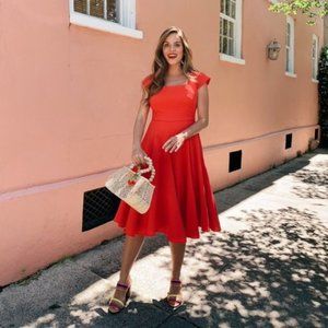 Gal Meets Glam Regina Square Neck Fit Flare Dress